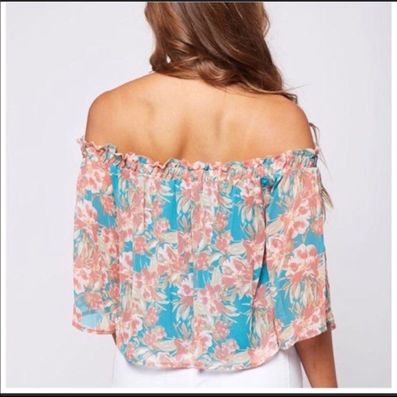 Turquoise flower top🌺 - Picture 4 of 4